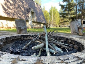 Cook the perfect s'mores in the firepit located outside.