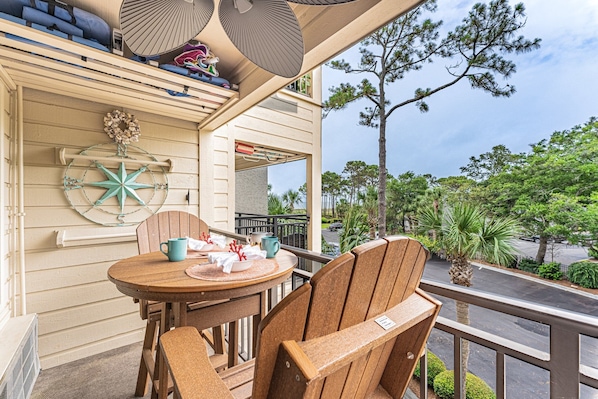 Private balcony with seating perfect for relaxing outside