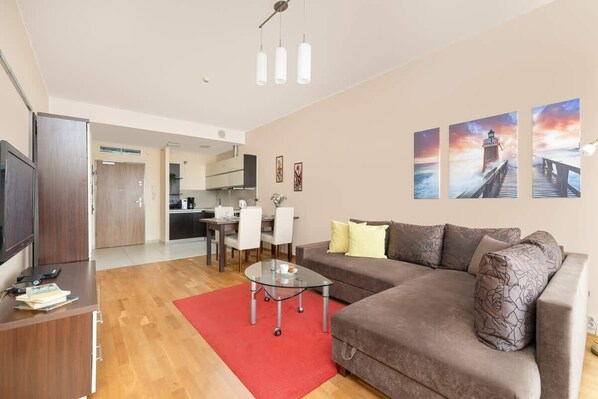 Living room with television.