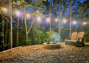 Enjoy the twinkle lights next to a cozy fire, made for two!
