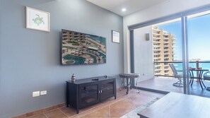 Wall mounted TV in living room