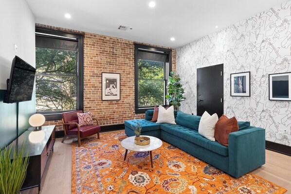 Living area with sleeper sofa