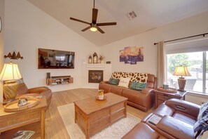 Living Room | Flat-Screen TV | Fireplace | Single-Story Home