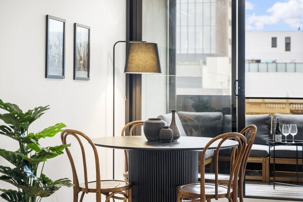 Enjoy a meal in a modern light filled dining area