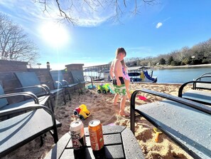 Sink your toes into this sandy beach while your kiddos build a sand castle. Sand toys, buckets and shovels are provided