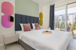 Bedroom with television.