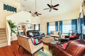 Wall of windows brighten the space