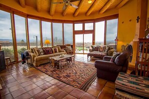 Cozy Livingroom looking out across the Taos Valley