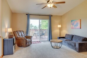 Living Room | Deck | Outdoor Dining Area | Main Level