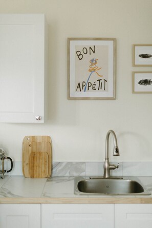 stainless steel kitchen appliances.