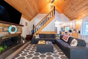 Beautiful wood-paneled ceilings.