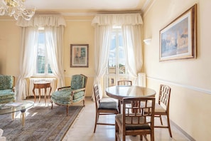 Dining area in the living room.