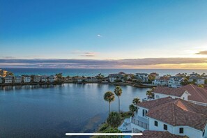 View of lake and beach sky
