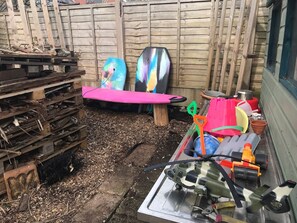 Buckets and spades and boogie boards