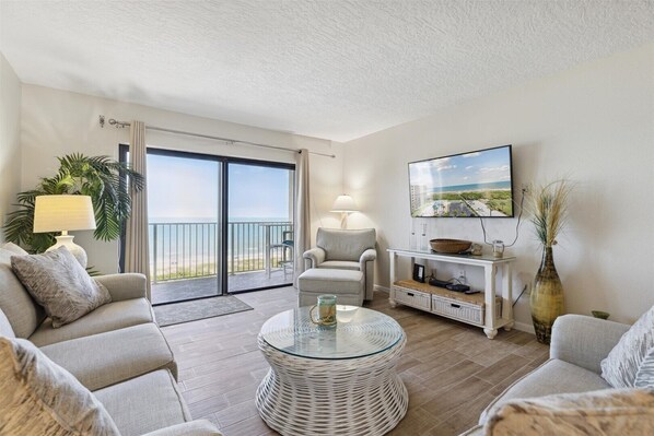 Coastal and bright living room with ocean views a perfect place to relax
