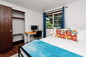 Space for remote work or just keeping up with your emails; desk, monitor & chair