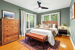 Bedroom 1 is on the main floor and has a queen bed.