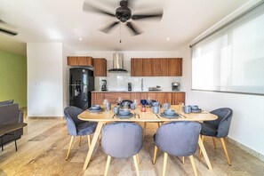 Dine with a view in our bright and airy dining area