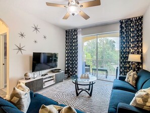 Relax in our cozy Living Area after a long day at Themed Parks