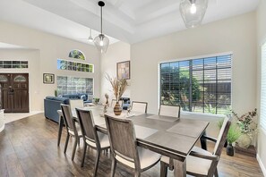 Large dining table for everyone to eat together