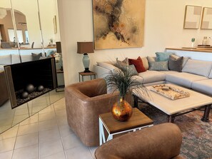 Great room with fireplace