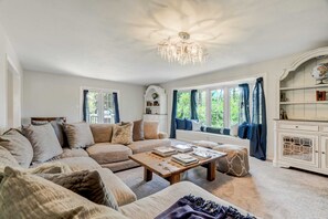 Cozy living room with ample natural light