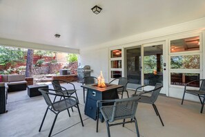 Enjoy fireside relaxation at the inviting outdoor fire pit
