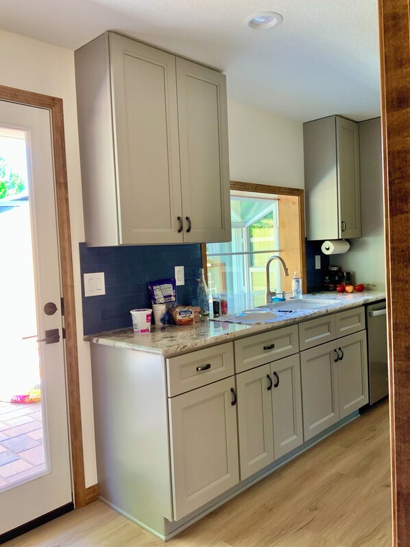 All electric kitchen ready to cook.
