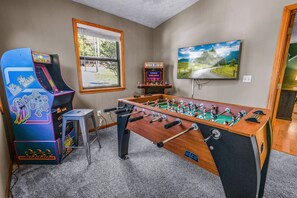 Furniture, Table, Art, Painting, Arcade Game Machine