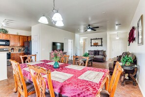 Dining Area | Dishware & Flatware Provided | Central A/C & Heat | 1st Floor