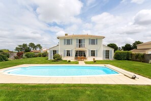 Dive into your outdoor pool during the summertime (pool heating is available for a charge).