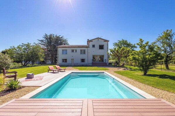 View of house and pool from the garden
