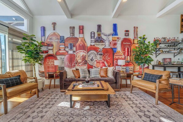 Living Room: Bright, spacious, and full of character—just what you’ll find at The Burnt Barrel