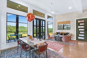 Open concept living area for entertaining at the Blue Yodel