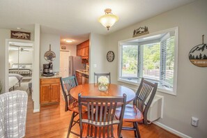 Dining area and kitchen with coffee station