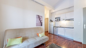 Prepare meals in the kitchenette.