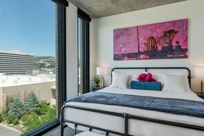 Relax in this highly designed bedroom