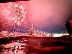 Saturday Night Fireworks (ski season) Out the Back Door! From the Hot Tub.