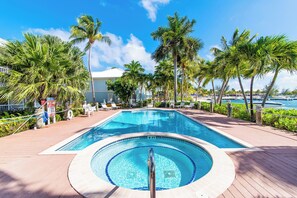 Communal pool and heated spa. 