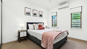 Experience ultimate comfort in our bedroom oasis, complete with the luxury of air conditioning. Sink into plush bedding and let the cool air envelop you in tranquility, ensuring a restful night's sleep. With thoughtful touches and a serene ambiance, our b