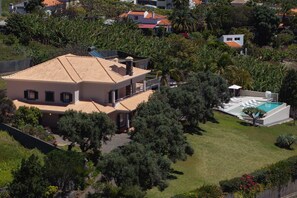 An Overview Of The Outstanding Luxury Villa Bellissima Villa In Madeira By Ourmadeira Showing The House Garden Games Room And Amazing Swimming Pool