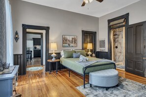 Bedroom with Queen Bed and Designated Workspace