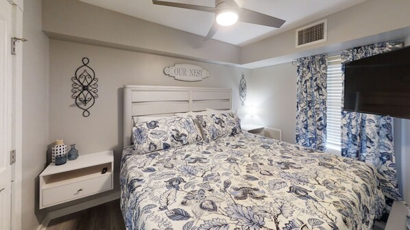 Furniture, Indoors, Bed, Ceiling Fan, Bedroom