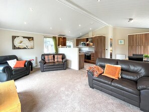 Open plan living space | Lodge Two - Bonnie Escapes, Dalbeattie