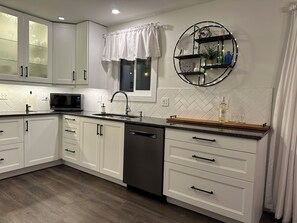 Kitchen with a view of the lake from the window