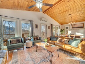 Cozy up in the living area and enjoy the view with a good book.