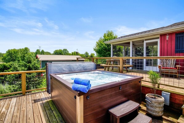 Fenn Woods has a private hot tub for your enjoyment