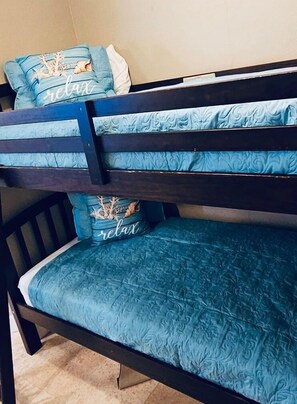 Bunk nook with twin-over-twin bunk bed