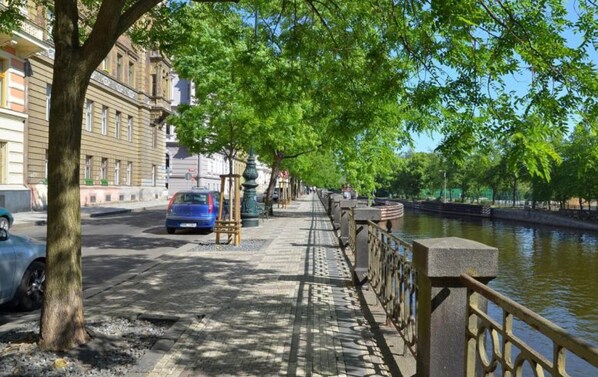 River embankment by the house