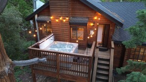 Back deck with hot tub!